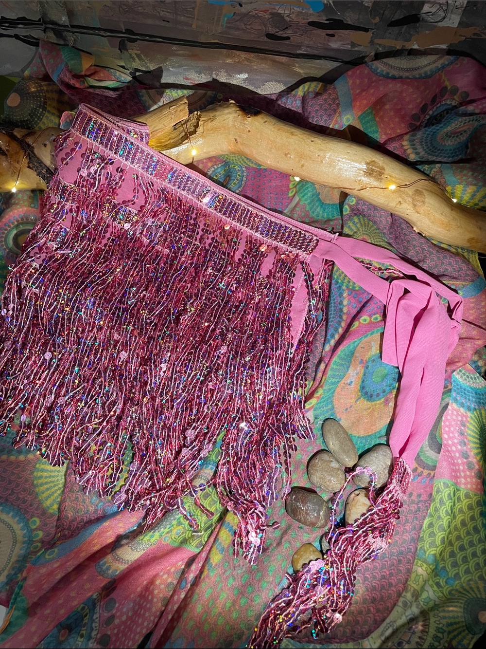 Pink Fringe Swim Sarong Wrap - Women